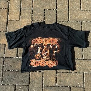 Aerosmith 2007 World Tour Concert Black Orange Graphic shirt cropped/distressed
